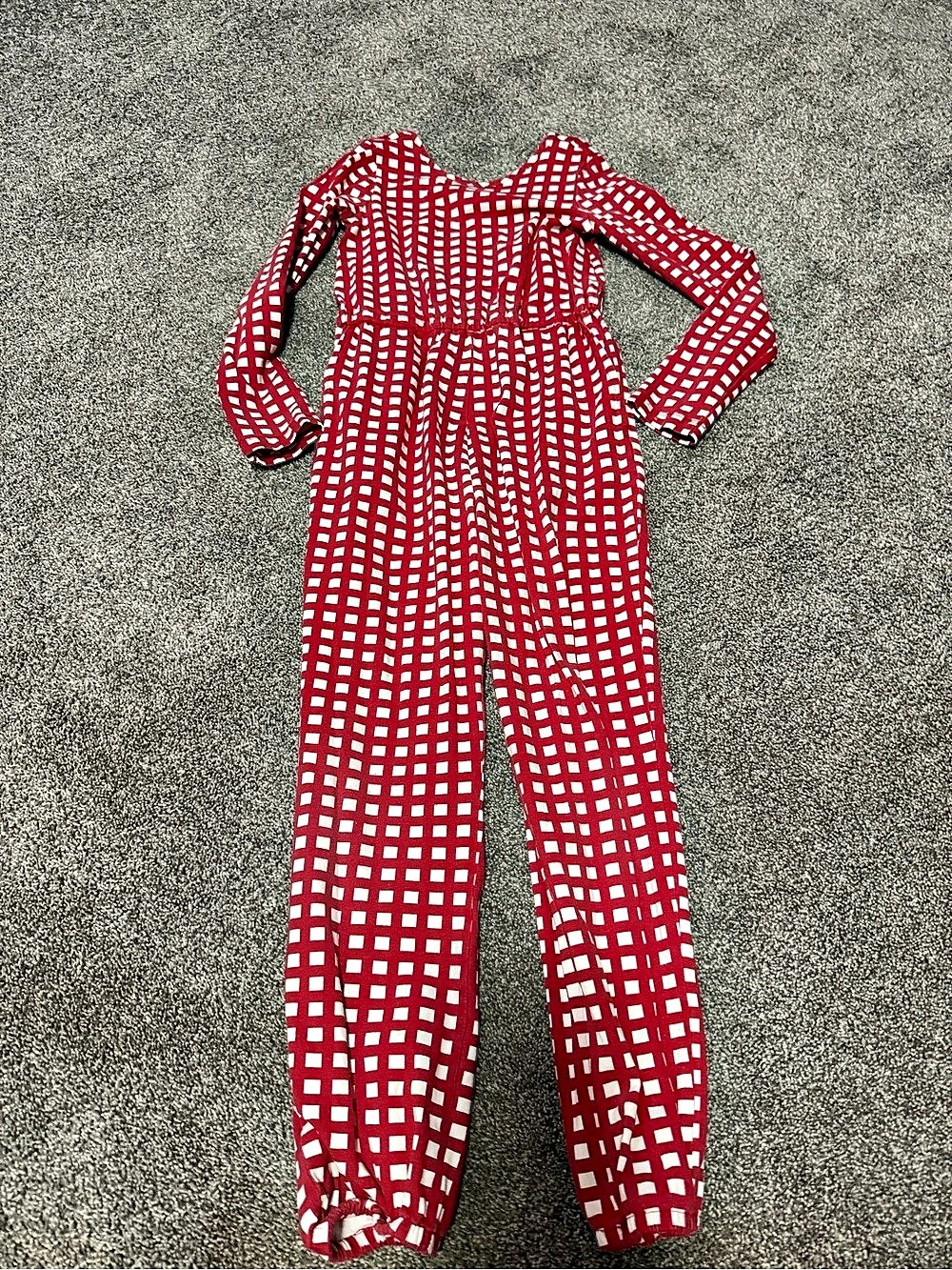 Hanna Andersson Red White Gingham Jumpsuit Size 130cm